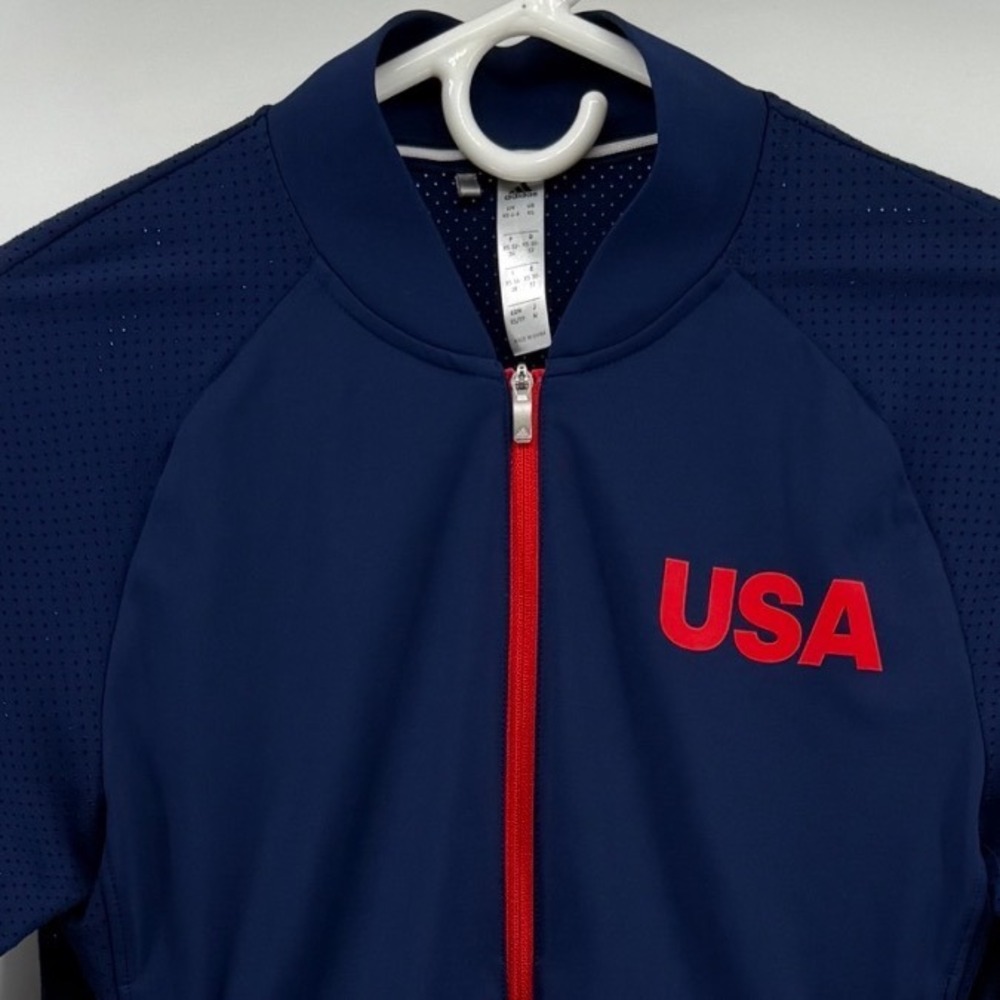 Adidas Team USA Navy Blue Full Zip Perforated Mesh Track Jacket Womens XS